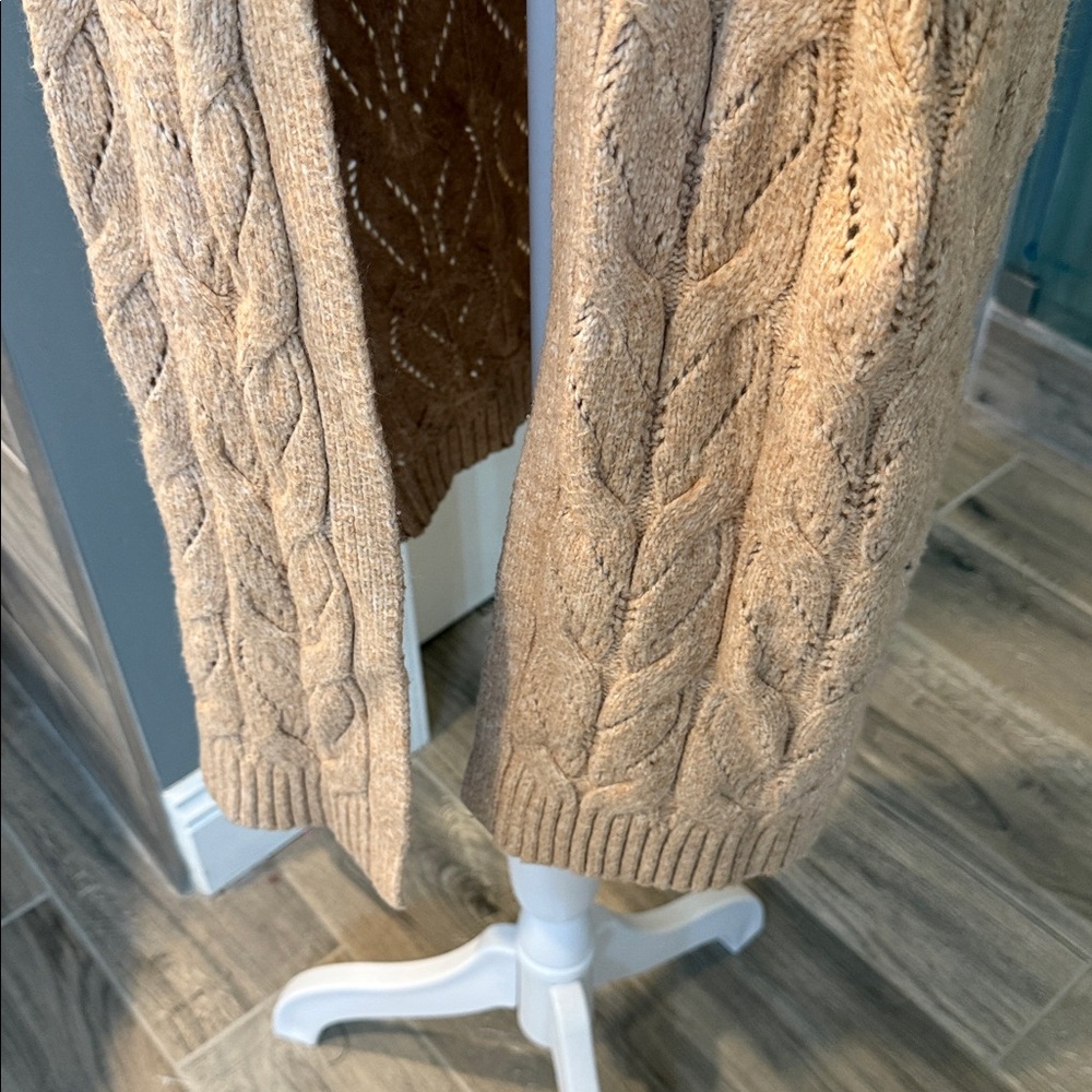 Joie Mottled Dusty Rose Long Duster Cardigan Sweater Open Cable‎ Knit Design XS - Picture 4 of 7